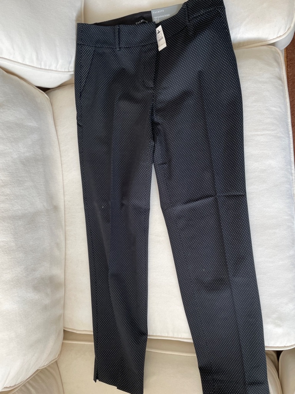 Talbots Black Pants with White Microdot Pattern